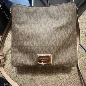 Michael Kors cross body brown with MK logo design